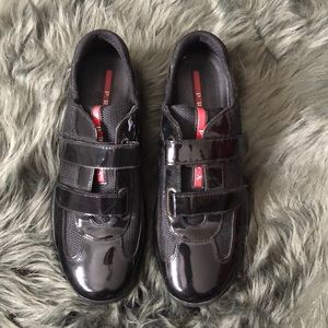 PRADA America’s cups patent black sneakers 39.5
